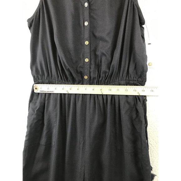 New Sonoma Solid Drawstring Waist Wide Leg Crop Pants Jumpsuit Small - Picture 4 of 8